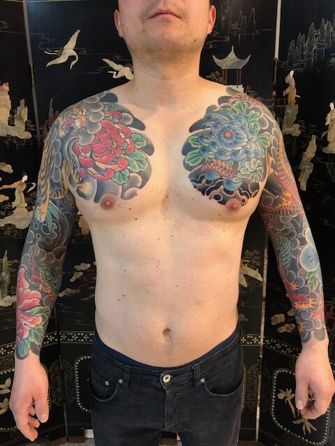 Japanse tattoo dubbele sleeve en borst