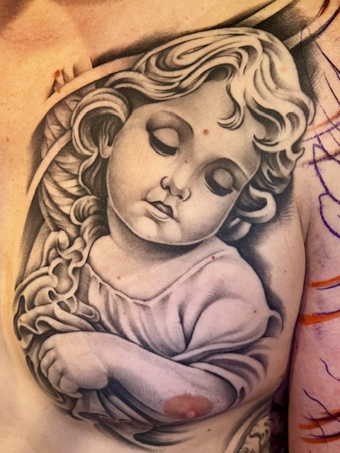 Black and grey realism tattoo borst